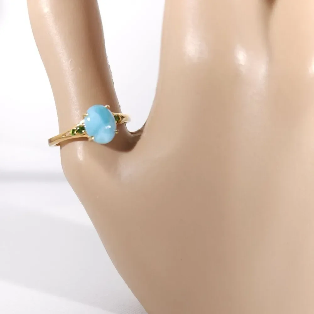 Larimar 1.9 Carats Ring Vermeil YG over Sterling Silver Size 10